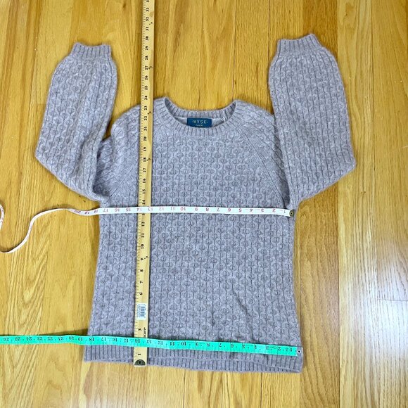 Wyse London Sweater Alpaca Wool Cable Knit Crew Neck in Beige (S) - Picture 6 of 6